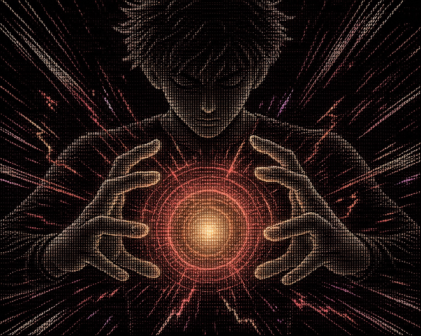 ASCII figure summoning a glowing anime energy sphere