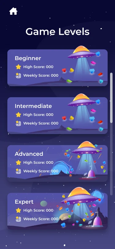 Space Cards levels