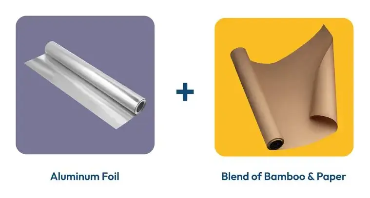 The chosen hybrid: aluminium foil with a blend of bamboo and paper